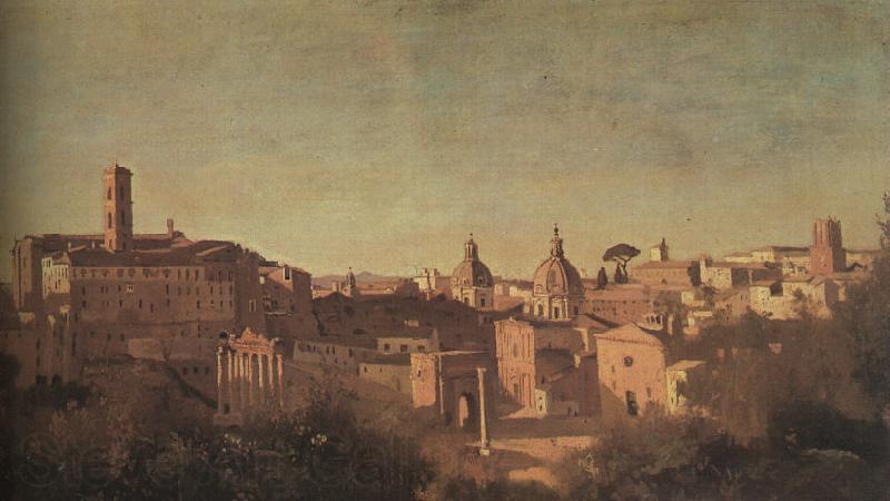  Jean Baptiste Camille  Corot The Forum seen from the Farnese Gardens Norge oil painting art